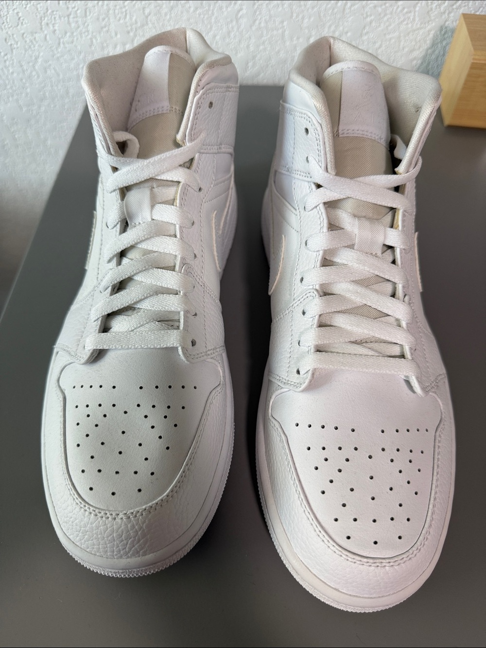 Jordan Men's All-White High-Top Leather Sneakers